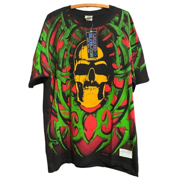 1998 Liquid Blue AOP Skull Shirt Size: XL