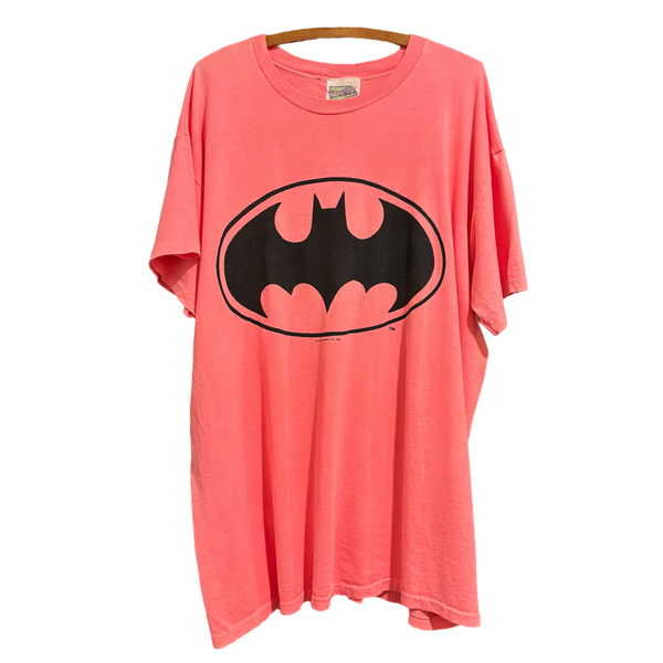 Vintage 1989 Batman Logo Pink Tee Size: XL