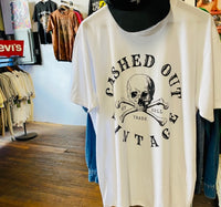 Cashed Out Vintage Skull Logo White Tee